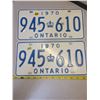 Image 1 : Pair 1970 Ontario license plates