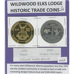 Lot Of 2 Trade Coins (Wildwood Elks Lodge) 1991 + 2000