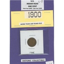 One Cent Coin (US Indian Head) 1900
