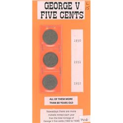 Lot Of Five Cent Coins (Canadian 1930,1931, And 1932