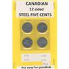 Image 1 : Lot Of 4 Five Cent Coins (Canadian) 1951-1954