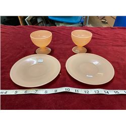 4 Pieces Peach Color 2 Cups + 2 Plates