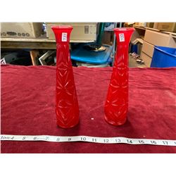 (2) Red Vases