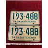 Image 1 : (2) Saskatchewan License Plates 1974