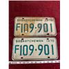 Image 1 : (2) Saskatchewan License Plates 1970