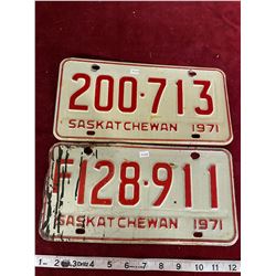 (2) Saskatchewan License Plates 1971