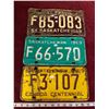 Image 1 : (3) Saskatchewan License Plates 1954 + 1969 + 1967