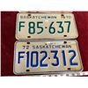 Image 2 : (3) Saskatchewan License Plates 1970 + 1971 + 1972