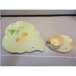 cup & sandwich plate - leaf plate (Royal Winton)