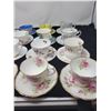Image 2 : 16 tea cups with their matching saucers, many are Royal Albert