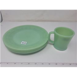 Fire King 4 plates & cup