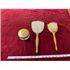 Image 1 : Old Matching Hair Brush And Covered Nic Nac Container, Similar Style Mirror