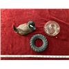 Image 5 : Duck (broken tail + pieces missing) a Goodyear Tire (Missing Ashtray) & bottom for coal oil lamp