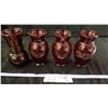 Image 1 : 4 Ruby Red Vases - Two Plain & Two Etched