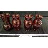 Image 2 : 4 Ruby Red Vases - Two Plain & Two Etched