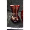 Image 3 : 4 Ruby Red Vases - Two Plain & Two Etched