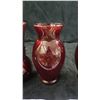 Image 4 : 4 Ruby Red Vases - Two Plain & Two Etched