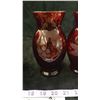Image 5 : 4 Ruby Red Vases - Two Plain & Two Etched
