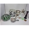 Image 1 : Mustache cup, lamp shades, candle stick holder, pan of rocks, musical swan ornament and more!