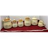 Image 1 : Set Of (6) Beige Teapot + Creamer + Sugar + Etc. (Wooden Lids)