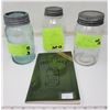Image 1 : Book on 1000 Fruit Jars by Bill Schroeder 5th edition, and 3 jars