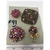 Image 1 : 91. Lot of 4 pink tone broaches