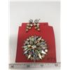 Image 1 : 93. Aurora borealis broach and clip earring set