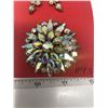 Image 2 : 93. Aurora borealis broach and clip earring set