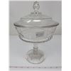 Image 1 : 120.  Pressed glass comport with lid, “Fruits”