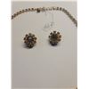 Image 2 : 130. Amber rhinestone necklace and clip earrings