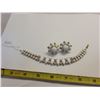 Image 1 : Vintage rhinestone and white “Continental” necklace and screw back earrings