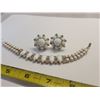 Image 2 : Vintage rhinestone and white “Continental” necklace and screw back earrings