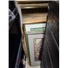 Image 9 : Shelving, cart, xmas decor, large black tote, suitcase. Large lot. Pickup at 11 am