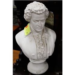 LARGE MOZART BUST STATUE. 18" TALL