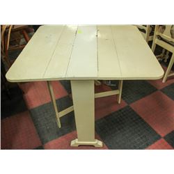 VINTAGE SOLID WOOD DROP LEAF TABLE WHITE