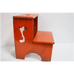 VINTAGE 2 TIER WOODED STEP STOOL. 15" TALL
