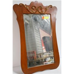 ANTIQUE SOLID WOOD HANGING WALL MIRROR