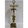 Image 1 : ANTIQUE BRASS AND CRYSTAL ASHTRAY. 25" TALL
