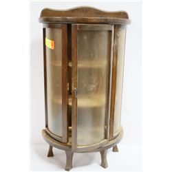 VINTAGE CURVED GLASS SMALL CURIO CABINET