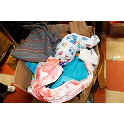 BOX FULL OF VINTAGE FABRIC