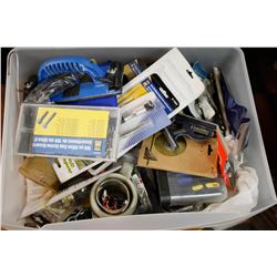 BIN OF ASSORTED NEW AND USED TOOLS