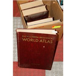 BOX OF ASSORTED DICTIONARIES AND MORE
