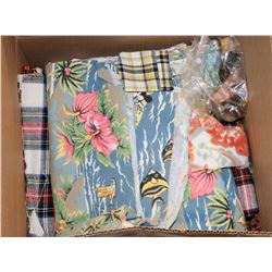 BOX OF ASSORTED VINTAGE FABRIC