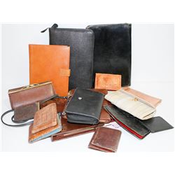 ASSORTED VINTAGE WALLETS AND LEATHER NOTE BOOKS