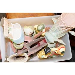 ASSORTED ANTIQUE FIGURINES AND DECOR