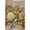 Image 1 : LARGE BIN OF ASSORTED BRASS CANDLE HOLDERS &
