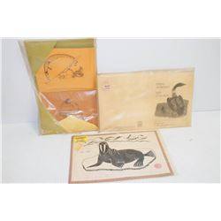 LOT OF ASSORTED HAND MADE INUIT ART CARDS SIGNED