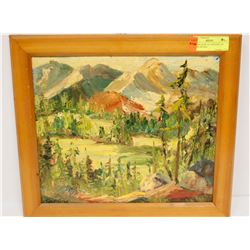 1929 WILDLIFE OIL PAINTING ON BOARD SIGNED.