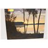 Image 1 : ORIGINAL OIL ON CANVAS SUNSET LAKE PAINTING