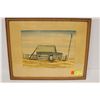Image 1 : VINTAGE BARN WATER-COLOUR SIGNED R HURLEY